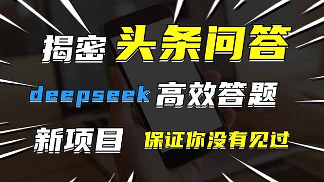 （14480期）头条问答，刚出的新玩法！保证你没见过！用DeepSeek去高效答题，一个账…-中创网_分享创业项目_助您在家赚钱