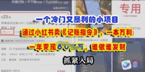 一个冷门需求,通过小红书卖《记账指令》,一本万利,谁做谁发,抓紧入局-中创网_分享创业项目_助您在家赚钱