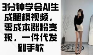 (14537期)3分钟学会AI生成腿模视频,零成本涨粉变现,一件代发到手软-中创网_分享创业项目_助您在家赚钱