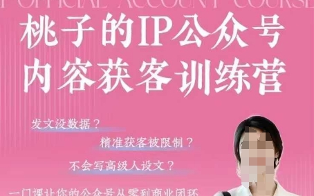 桃子IP公众号内容获客训练营(第3期)，一门让你公众号从0到商业闭环的课程-中创网_分享创业项目_助您在家赚钱