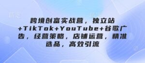 跨境创富实战营,独立站+TikTok+YouTube+谷歌广告,经营策略,店铺运营,精准选品,高效引流-中创网_分享创业项目_助您在家赚钱