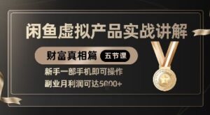 精品!闲鱼虚拟产品实战讲解,新手一部手机即可操作,副业月利润可达5k+-中创网_分享创业项目_助您在家赚钱
