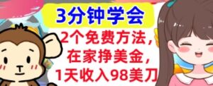 2个免费方法,在家挣美金,1天收入98刀,3分钟学会,真正被动收入-中创网_分享创业项目_助您在家赚钱