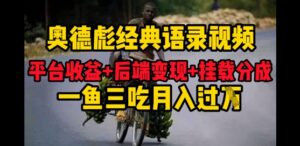 奥德彪经典语录做好一条视频分发全平台,平台收益+后端变现+挂载程序,一鱼三吃多重变现-中创网_分享创业项目_助您在家赚钱
