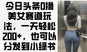 （14393期）今日头条0撸美女赛道玩法，一天轻松200+，也可以分发到小绿书-中创网_分享创业项目_助您在家赚钱