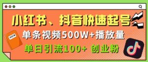 小红书、抖音、快手快速起号,单条视频500w播放量,单日引流100+创业粉-中创网_分享创业项目_助您在家赚钱