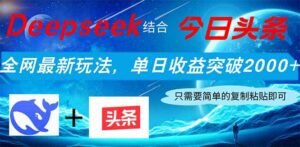 （14262期）Deepseek结合今日头条，全网最新玩法，单日收益突破2000+，小白轻松上手-中创网_分享创业项目_助您在家赚钱