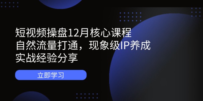 （14447期）短视频操盘12月核心课程：自然流量打通，现象级IP养成，实战经验分享-中创网_分享创业项目_助您在家赚钱