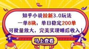 知乎小说拉新3.0玩法，一单8块，单日稳定200单，可批量放大，完美实现睡后收入!-中创网_分享创业项目_助您在家赚钱