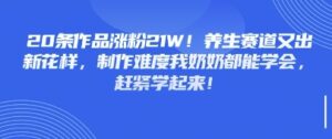 20条作品涨粉21W!养生赛道又出新花样,制作难度我奶奶都能学会,赶紧学起来-中创网_分享创业项目_助您在家赚钱