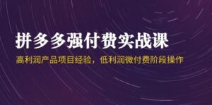 拼多多强付费实战课-44期,高利润产品项目经验,低利润微付费阶段操作-中创网_分享创业项目_助您在家赚钱