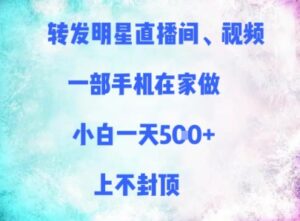 转发明星直播间、视频，一部手机在家做，小白一天多张，上不封顶-中创网_分享创业项目_助您在家赚钱