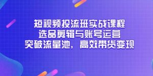 (14868期)短视频投流班实战课程,选品剪辑与账号运营,突破流量池,高效带货变现-中创网_分享创业项目_助您在家赚钱