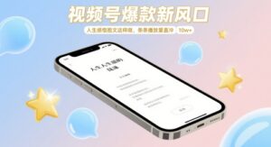 视频号爆款新风口,人生感悟图文这样做,条条播放量直冲 10w+-中创网_分享创业项目_助您在家赚钱