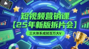 短视频营销课【25年新版拆片会】三大体系成就百万大V,包含正课、拆片会、手把手教学直播课等-中创网_分享创业项目_助您在家赚钱