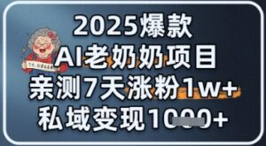 2025爆款 AI 老奶奶项目:亲测 7 天涨粉 1W+,私域变现 1k+-中创网_分享创业项目_助您在家赚钱