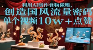 利用AI制作食物微雕,创造国风流量密码,单个视频10w+点赞-中创网_分享创业项目_助您在家赚钱