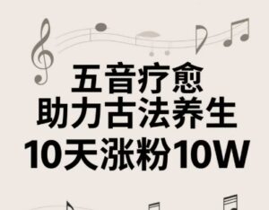 古法五音养生教程,五音疗愈的视频的制作方法,2-4小时就能学会,作者10天涨粉10W-中创网_分享创业项目_助您在家赚钱