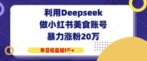 利用Deepseek做小红书美食账号,暴力涨粉20W,单日收益破1K+-中创网_分享创业项目_助您在家赚钱