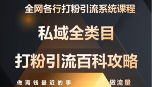 月入9万：全网唯一私域打粉引流神课，零基础手把手带你引流变现-中创网_分享创业项目_助您在家赚钱