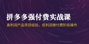 (14874期)拼多多强付费实战课-44期,高利润产品项目经验,低利润微付费阶段操作-中创网_分享创业项目_助您在家赚钱