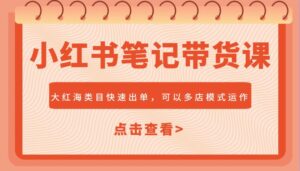 小红书笔记带货课,大红海类目快速出单,市场大,可以多店模式运作(更新)-中创网_分享创业项目_助您在家赚钱