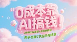 0成本靠AI搞钱!3步做出反差萌+治愈系视频,新手也能7天起号爆流量-中创网_分享创业项目_助您在家赚钱