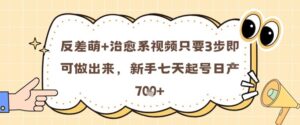 反差萌+治愈系视频只要3步即可做出来,新手七天起号日产7张-中创网_分享创业项目_助您在家赚钱