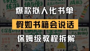 最新爆款拟人化书单玩法 假如书籍会说话 保姆级教程-中创网_分享创业项目_助您在家赚钱