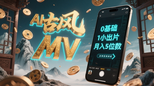 AI一键生成古风音乐MV，0剪辑基础1小时出片，多种变现渠道，一部手机月入5位数-中创网_分享创业项目_助您在家赚钱