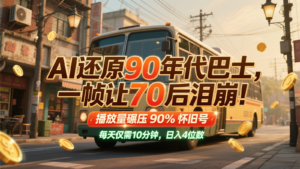 AI还原90年代巴士,一帧让70后泪崩!播放量碾压90%怀旧号,每天10分钟,日入4位数-中创网_分享创业项目_助您在家赚钱
