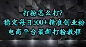 打粉怎么打?电商平台打精准创业粉,每日引流500+精准粉-中创网_分享创业项目_助您在家赚钱
