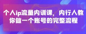 个人ip流量内训课,内行人教你做一个账号的完整流程-中创网_分享创业项目_助您在家赚钱