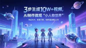 三步生成10W+视频,AI制作微观“小人物世界”科幻大片,条条万赞,1条作品涨粉2.3万-中创网_分享创业项目_助您在家赚钱