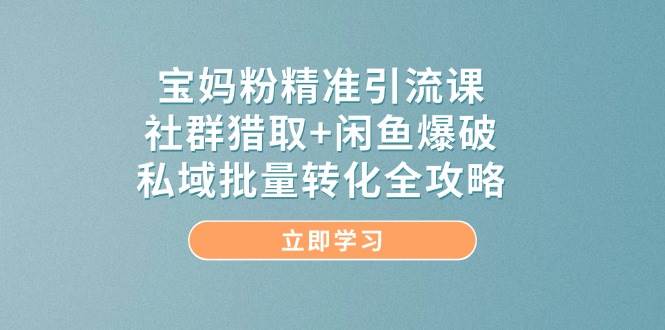 图片[1]-宝妈粉精准引流课，社群猎取+闲鱼爆破，私域批量转化全攻略