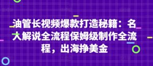 油管长视频爆款打造秘籍：名人解说全流程保姆级制作全流程，出海挣美金-中创网_分享创业项目_助您在家赚钱