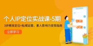 个人IP定位实战课-5期,3步精准定位+私域运营,素人影响力变现指南-中创网_分享创业项目_助您在家赚钱