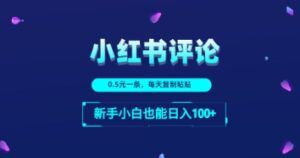 小红书留言评论:一条0.5元,每天复制粘贴,新手小白也能日入1张-中创网_分享创业项目_助您在家赚钱