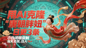 用AI克隆“唐朝胖妞”日更3条,平台疯狂推流,小白闭眼复制,当天见效,日入1k+-中创网_分享创业项目_助您在家赚钱