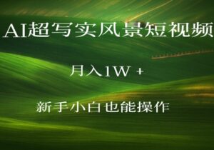 AI超写实风景短视频,月入1w,新手小白都能操作-中创网_分享创业项目_助您在家赚钱