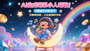AI生成萌系小人唱歌！0基础3分钟出片，28个作品涨粉9万，日赚四位数，小白直接抄作业-中创网_分享创业项目_助您在家赚钱
