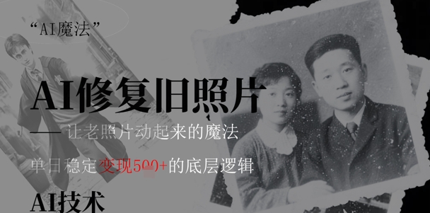 AI 魔法：让泛黄旧照变成朋友圈爆款视频，私域转化率提升50%，单日变现5张-中创网_分享创业项目_助您在家赚钱