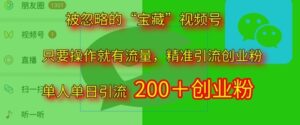 被忽略的“宝藏”视频号引流精准创业粉单人单日引流200+精准粉-中创网_分享创业项目_助您在家赚钱