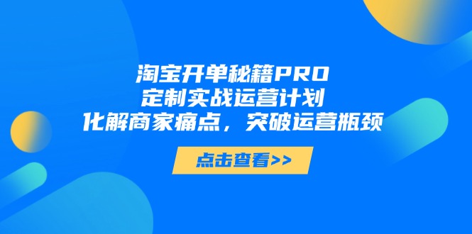 （14642期）淘宝开单秘籍PRO，定制实战运营计划，化解商家痛点，突破运营瓶颈-中创网_分享创业项目_助您在家赚钱