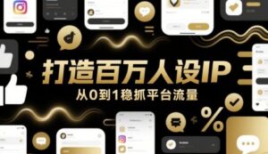 打造百万人设IP，从0到1稳抓平台流量-中创网_分享创业项目_助您在家赚钱