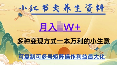 在小红书上卖养生资料，月入1w+，多种变现方式一本万利的小生意-中创网_分享创业项目_助您在家赚钱