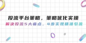 (14862期)投流平台策略,策略优化实操,解决投流5大痛点,4步实现精准引流-中创网_分享创业项目_助您在家赚钱
