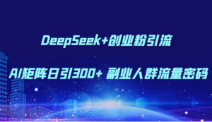 DeepSeek+创业粉引流 AI矩阵日引300+ 副业人群流量密码-中创网_分享创业项目_助您在家赚钱