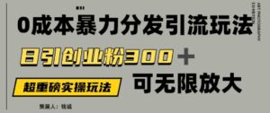 价值5980的0成本暴力引流玩法,日引创业粉300+,可无限放大-中创网_分享创业项目_助您在家赚钱