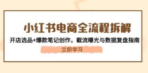 小红书电商全流程拆解:开店选品+爆款笔记创作,截流曝光与数据复盘指南-中创网_分享创业项目_助您在家赚钱